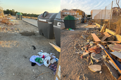 Escombros y basura en el entorno de los contenedores