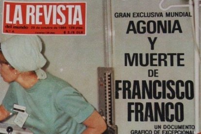 Encarna Redondo en la famosa portada donde aparece el dictador agonizando.