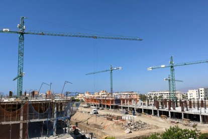 Vista de las grúas trabajando en El Toyo