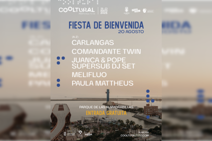 Cartel de la fiesta de bienvenida del Cooltural Fest 2026.