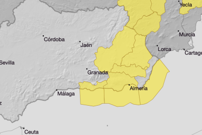 Avisos meteorológicos activos en Almería este martes.