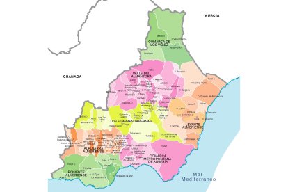 Mapa de la provincia de Almería.