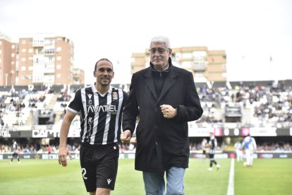 Nacho y Paco López antes del partido Cartagena-Sabadell en el Cartagonova.