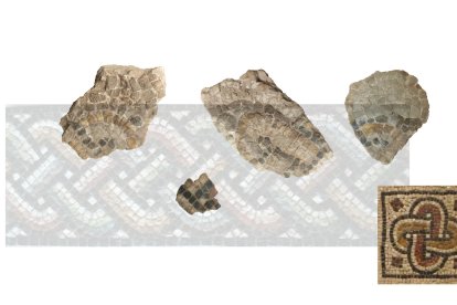 Algunos restos de los mosaicos romanos hallados en la villa del Roceipón, en Vera.