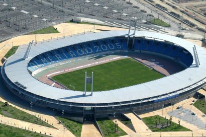 El diseño original del Estadio Mediterráneo, inaugurado en julio de 2004 y con capacidad para 15.000 espectadores.