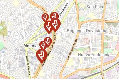 Imagen de la cantidad de incidencias registradas en Almería durante esta madrugada.