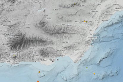 Mapa con los últimos siete terremotos registrados en la provincia en apenas tres días.