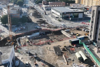 Vista aérea del soterramiento en la zona de la rotonda de la Avenida del Mediterráneo