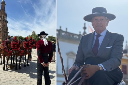 Imágenes del Concurso de Enganches Ciudad de Sevilla de este 2026. A la derecha, el almeriense Francisco del Águila López.