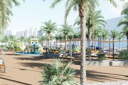 Imagen virtual del diseño del futuro Parque de las Familias de Mojácar.