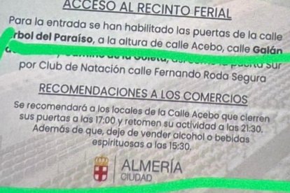 Recomendación que circula en redes y que el Ayuntamiento de Almería ha desmentido.