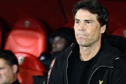 Una de las miles de fotos que hizo Juan Sánchez a Rubi como entrenador del Almería.