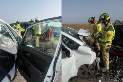 Los bomberos trabajan en el accidente.