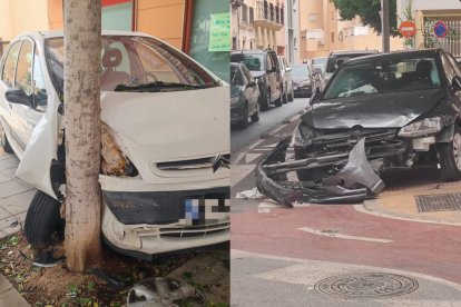 Así han quedado los dos vehículos tras la colisión en Avenida de Madrid.