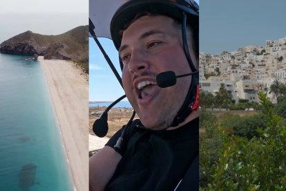 Tres escenas de la visita de Viajeros Cuatro a la costa de Almería en el programa que se emitirá el próximo miércoles.