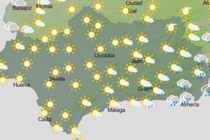 Mapa de Andalucía para la primera mitad del día