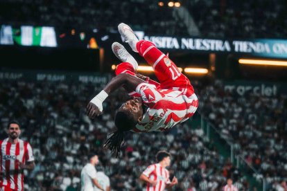 Así celebró Cipenga su golazo el sábado por la noche ante el Córdoba.