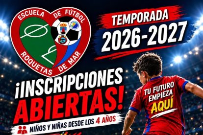 Cartel de la Escuela de Fútbol de Roquetas de Mar.