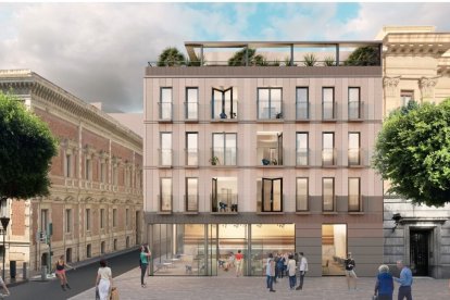 Imagen virtual del futuro edificio Villalán, en el Paseo de Almería.