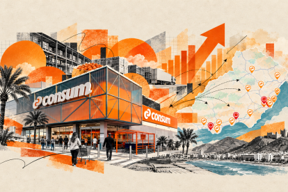 Expansión de Consum en Almería. Collage elaborado con inteligencia artificial.