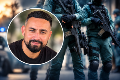 El policía belga asesinado en un montaje junto a una imagen de la Guardia Civil.