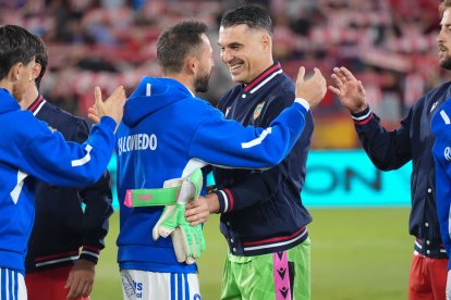 Andrés Fernández en la previa del Almería-Oviedo.