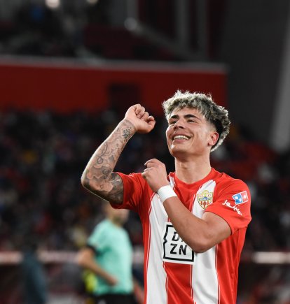 El catalán celebra su gol al Real Zaragoza en el partido de la 31ª jornada.