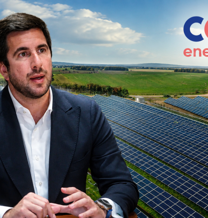Enrique Riquelme tenía entre sus proyectos una planta solar en Benahadux. Montaje elaborado con inteligencia artificial.