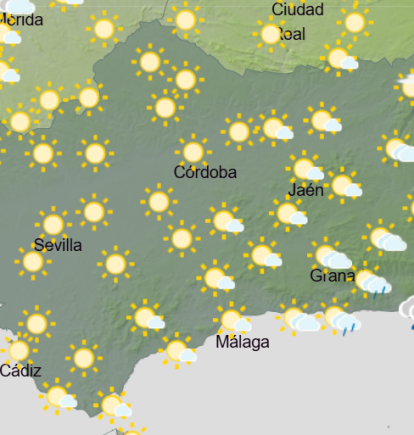 Mapa de Andalucía para la primera mitad del día