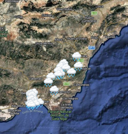 Mapa de las precipitaciones de este viernes en la provincia a las 9:00 horas