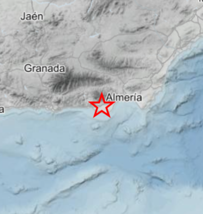 Epicentro del terremoto ocurrido en El Ejido esta mañana.