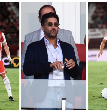 Mohamed Al-Khereiji se frota las manos con Dzodic y Quim.