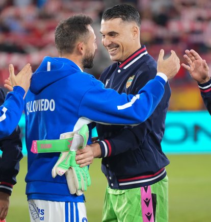 Andrés Fernández en la previa del Almería-Oviedo.