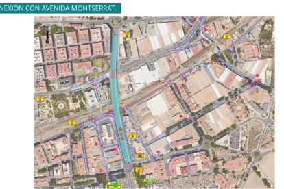 Mapa de la distribución del tráfico con el corte de la Avenida Monserrat