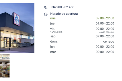 Horario de Aldi para el 15 de agosto