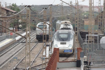 El Alvia 730 apartado en Huércal-Viator al no prestar servicio.