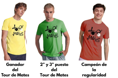 Propuestas de camisetas, a modo de maillot, para los ganadores del Tour de Mates.