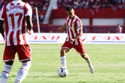 Lelo en el choque del pasado sábado contra el Burgos, que acabó con remontada rojiblanca (2-1).