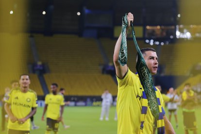 Después de ganar 3-1 al Neftchi Fergana y marcar un gol, CR7 mostró su apoyo a Arabia Saudí.
