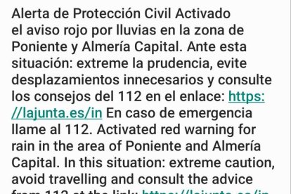Mensaje recibido en los móviles