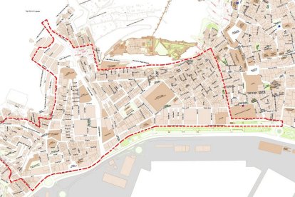 Mapa con la delimitación de la Zona de Bajas Emisiones (ZBE) de Almería.