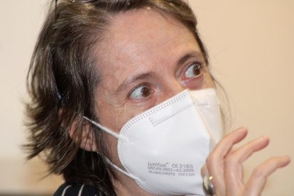 La escritora madrileña durante su intervención.