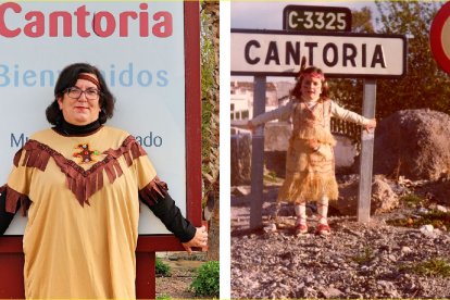 Belén Martos, de india, a la entrada del pueblo.