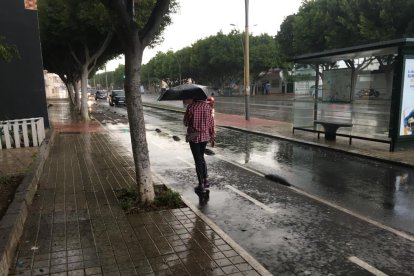 Los almerienses han tenido que rescatar el paraguas.