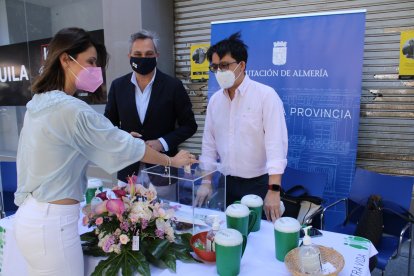 La vicepresidenta 2ª de la Diputación entregando su donativo.