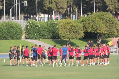 La charla antes del entrenamiento.