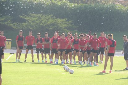 La plantilla, en la primera parte del entrenamiento.