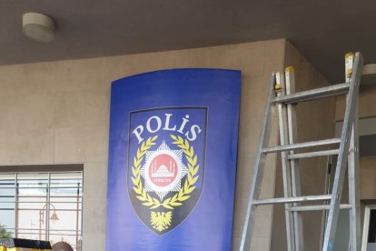 Montaje de decorados para el rodaje.