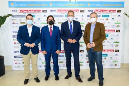 El diputado provincial Rafa Burgos; el delegado territorial de Regeneración, Justicia y Administración Local, José Luis Delgado; el delegado territorial de Turismo, Vicente García y David Bonillo.