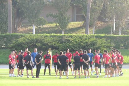 La charla del míster.